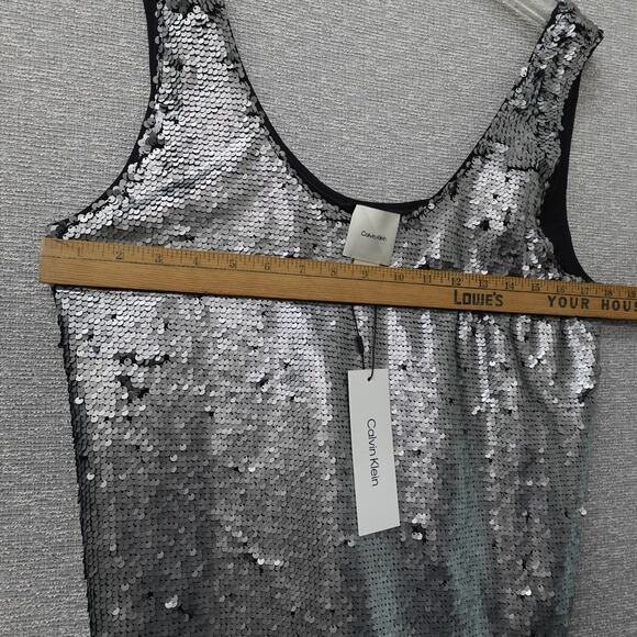 Calvin Klein Women's Sequin Tank Top Dark Gray - Size 2 - Picture 5 of 7